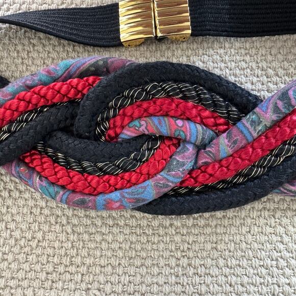 Vintage 80s LEATHER SHOP Braided Rope Cord Belt Adjustable One Size Fits Most - Picture 6 of 8